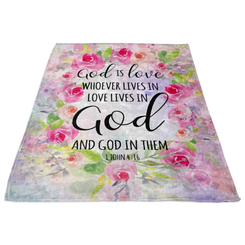 1 John 416 God Is Love Fleece Blanket - Christian Blanket - Bible Verse Blanket