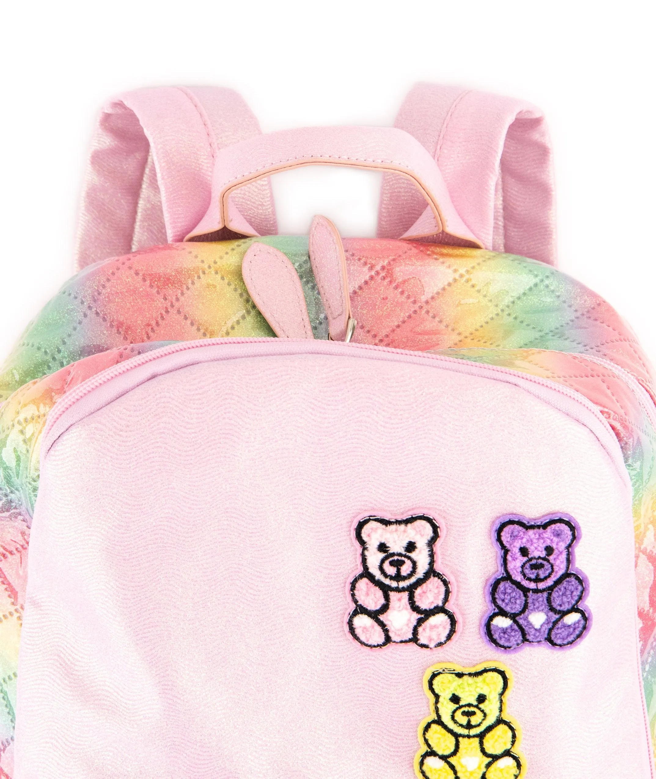 Bari Lynn Backpack Galaxy Shimmer Gummy Bear Patch Light Pink