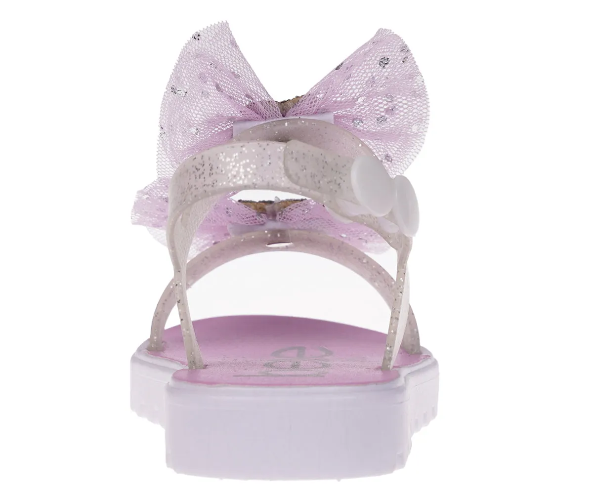 bebe Girl's Cute Flat Sandals with Heart- Shaped Rhinestone Details - Flat Sandals for Toddler