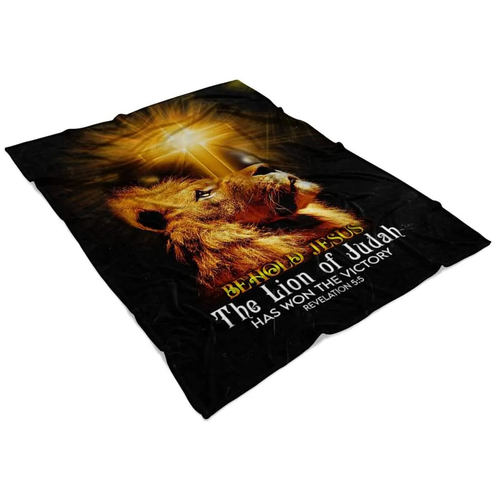 Behold Jesus The Lion Of Judah Fleece Blanket - Christian Blanket - Bible Verse Blanket