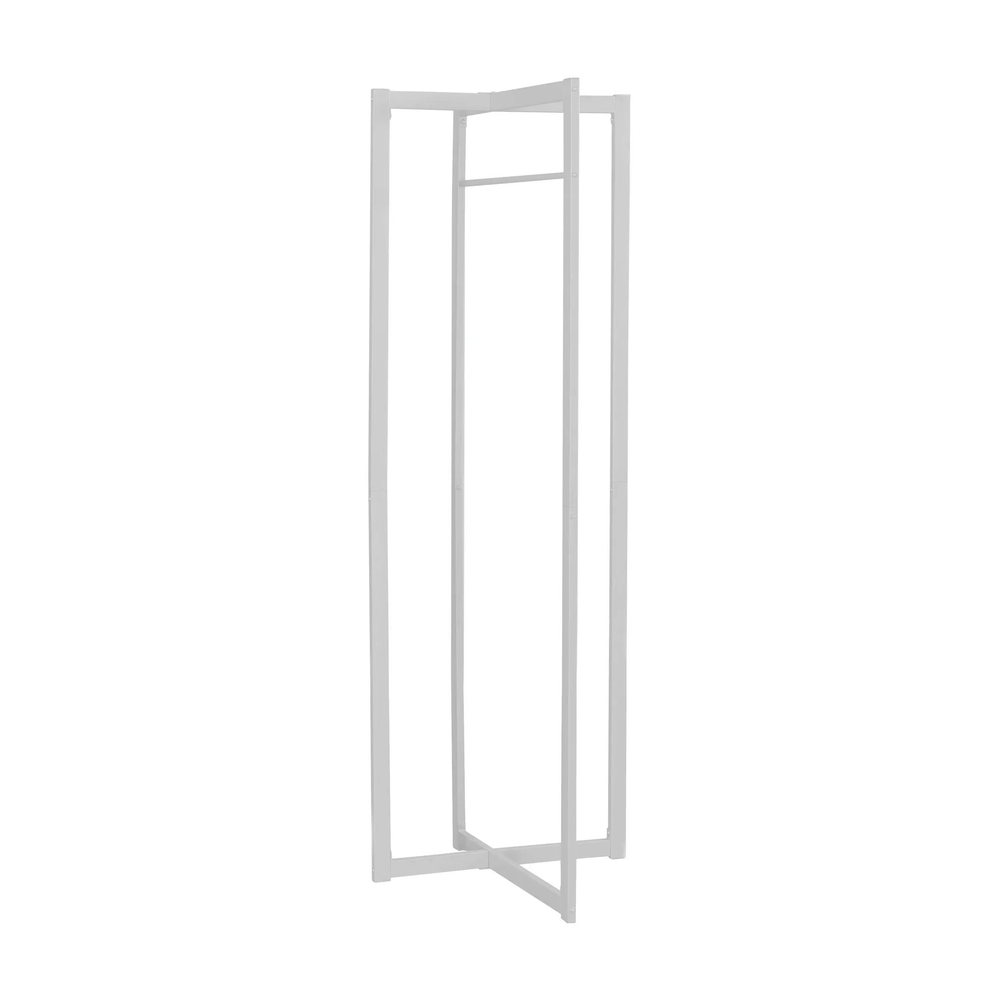 Coat Rack, Hall Tree, Free Standing, Hanging Bar, Entryway, 72"h, Bedroom, White Metal, Contemporary, Modern