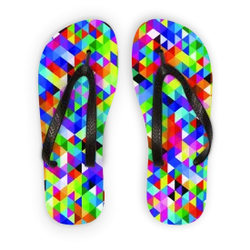 Colorful Geometric Blast Adult Flip Flops