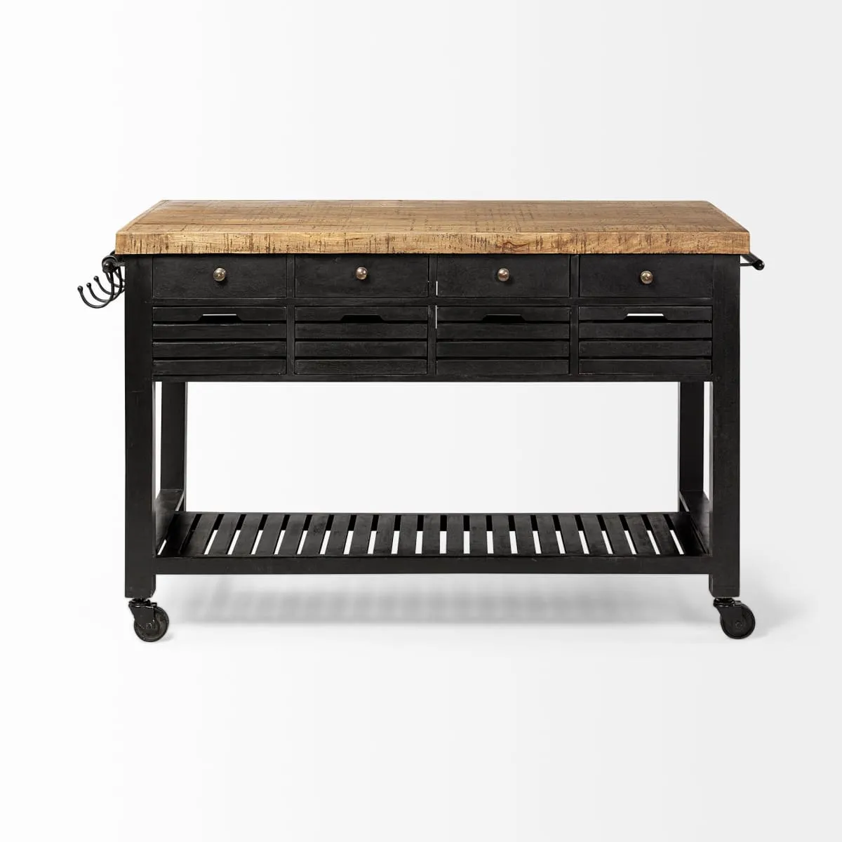 Columbia Large Kitchen Island Black Wood | Rectangle