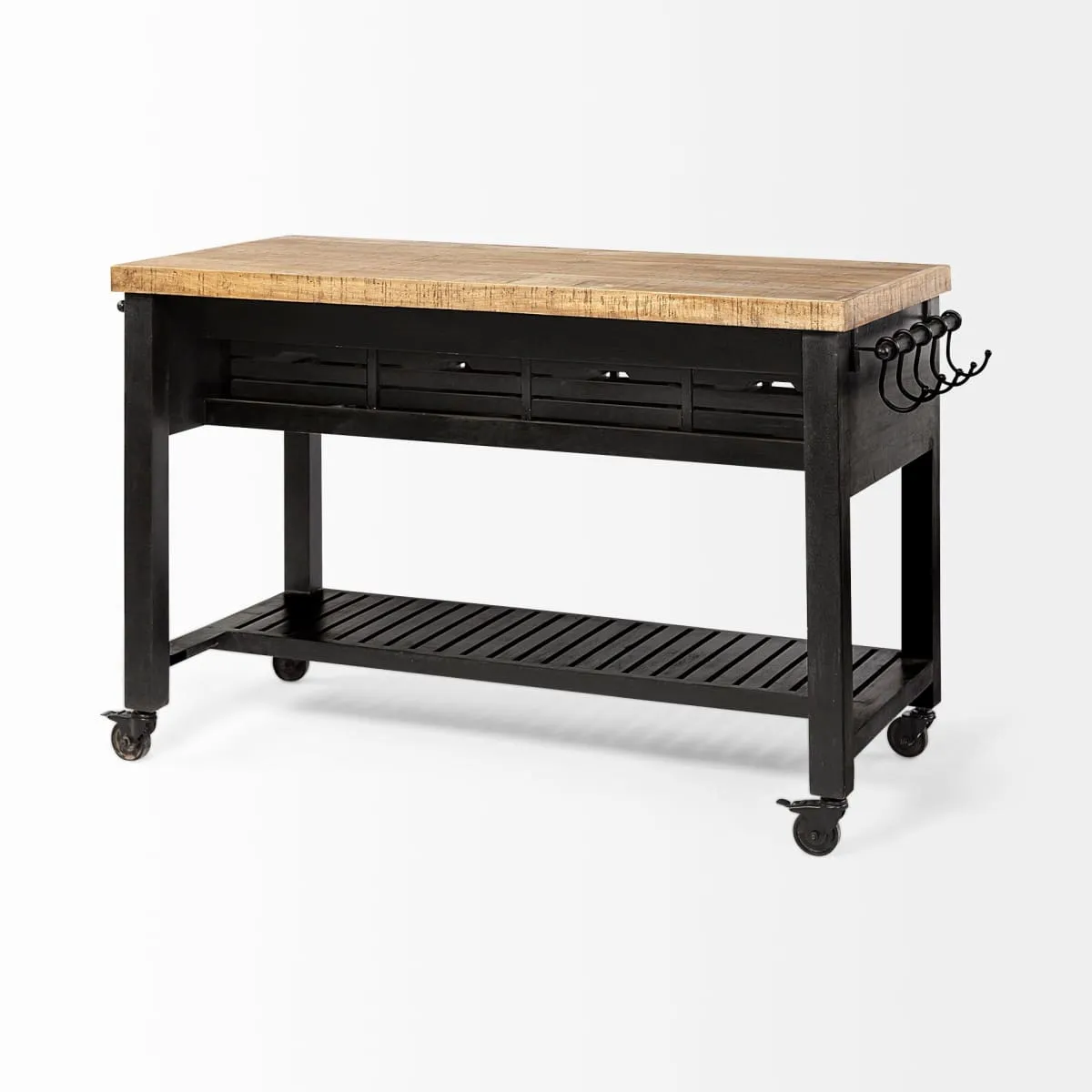 Columbia Large Kitchen Island Black Wood | Rectangle