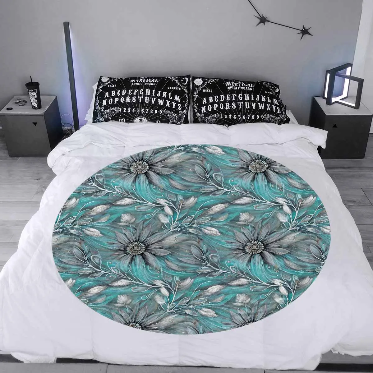 Green Elegant Floral 50  Circular Micro Fleece Blanket 47"