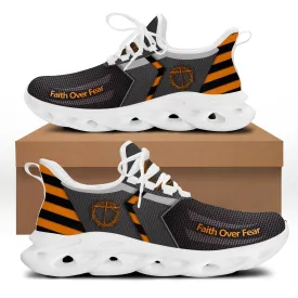 Grey Jesus Faith Over Fear Running Sneakers Max Soul Shoes - Christian Shoes For Men And Women