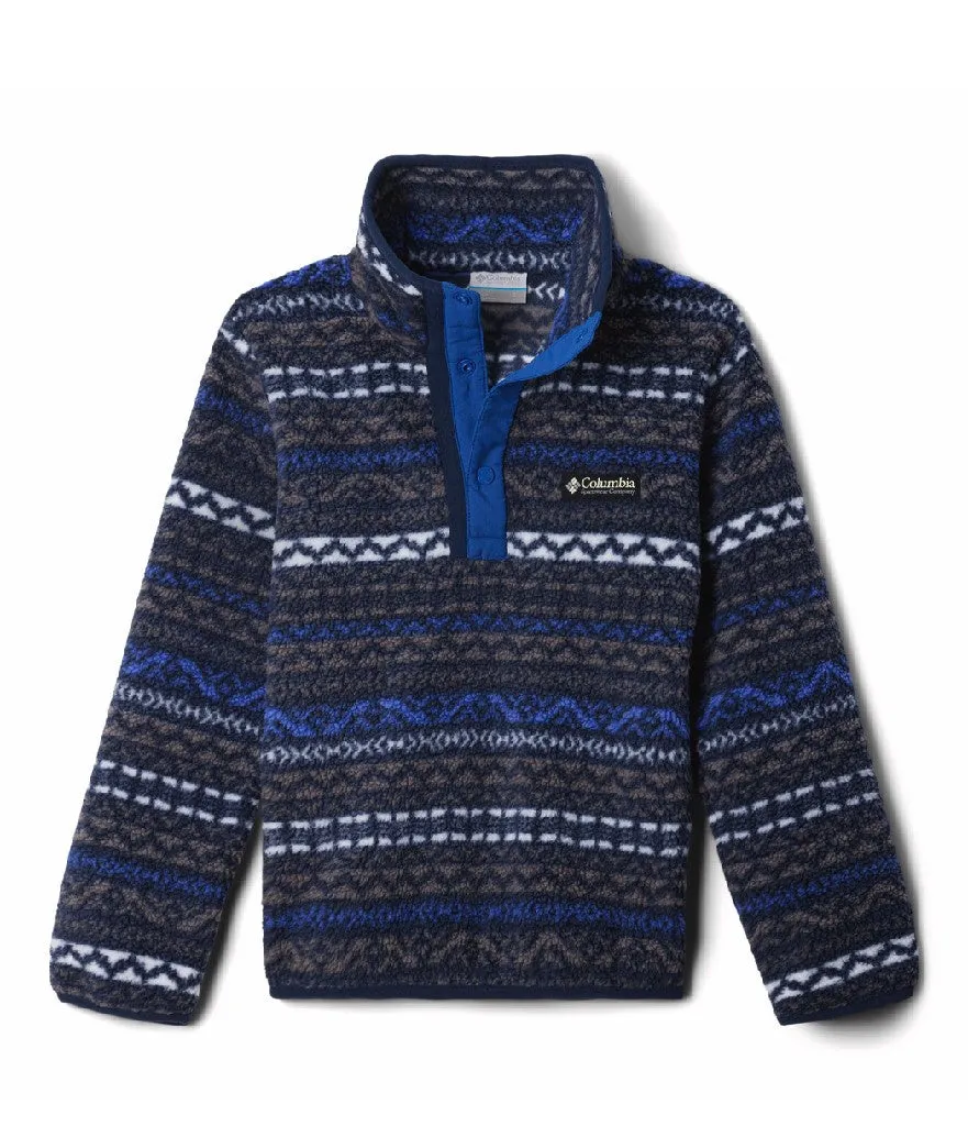 KID'S UNISEX HELVETIA II PRINTED HALF SNAP FLEECE - COLUMBIA GREY MADRAS, MOUNTAIN BLUE (AGES 4 - 8)