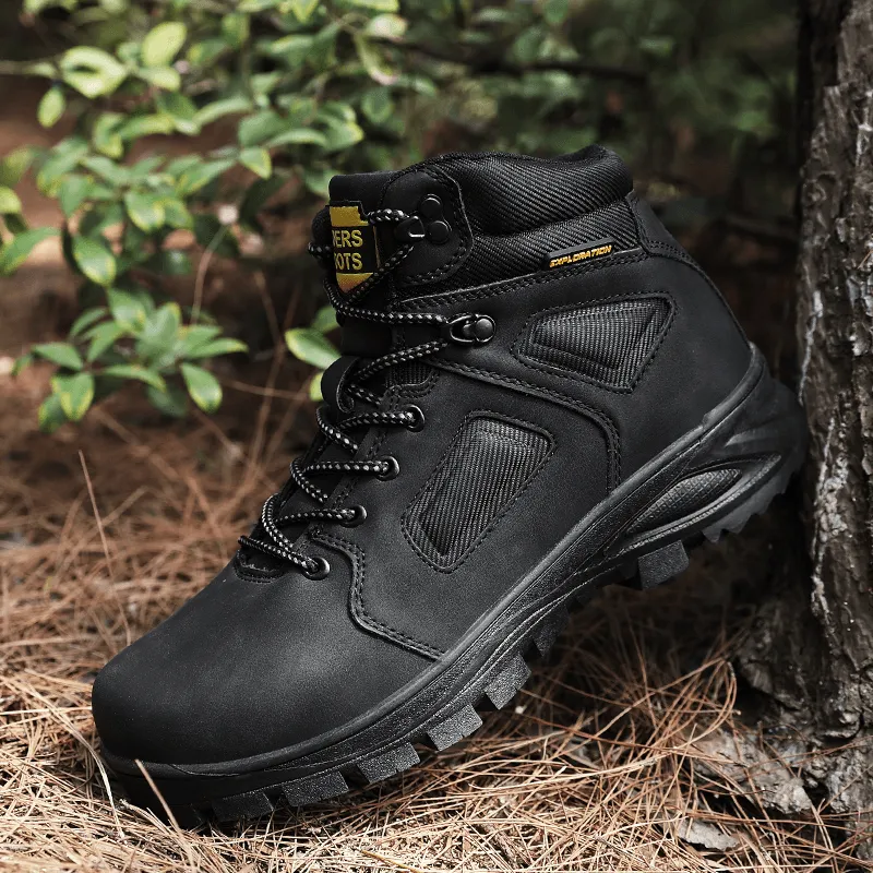 kkboxly kkboxly Men Outdoor Waterproof Slip Resistant Leather Hiking Boots