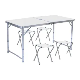 Lightweight Foldable Aluminum Camping Table with 4 Chairs