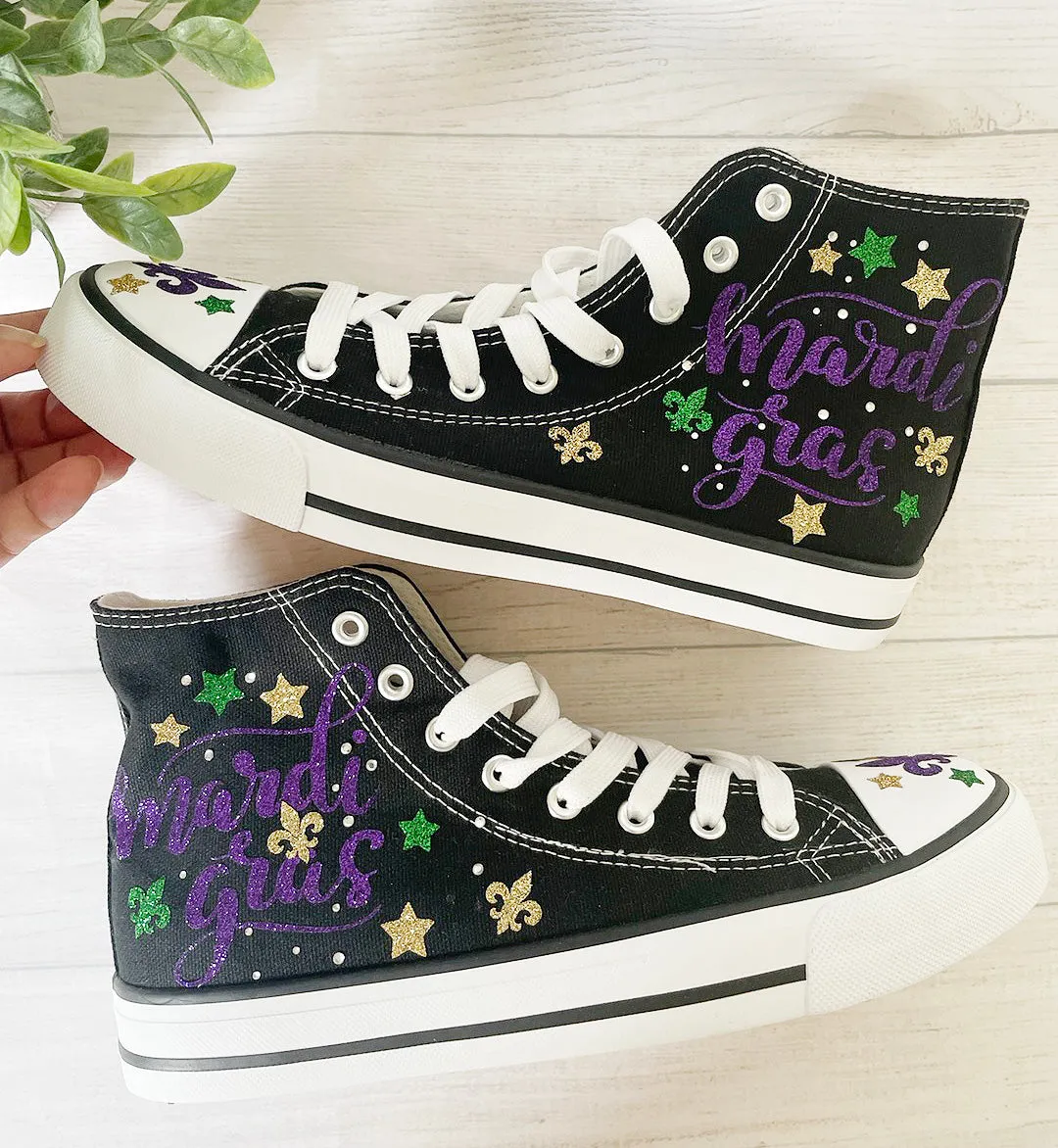 Mardi gras High Top Canvas Sneakers /Personalized sneakers , New Orleans