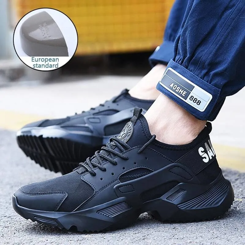 Men Breathable Anti-smashing Steel Toe Work Boots