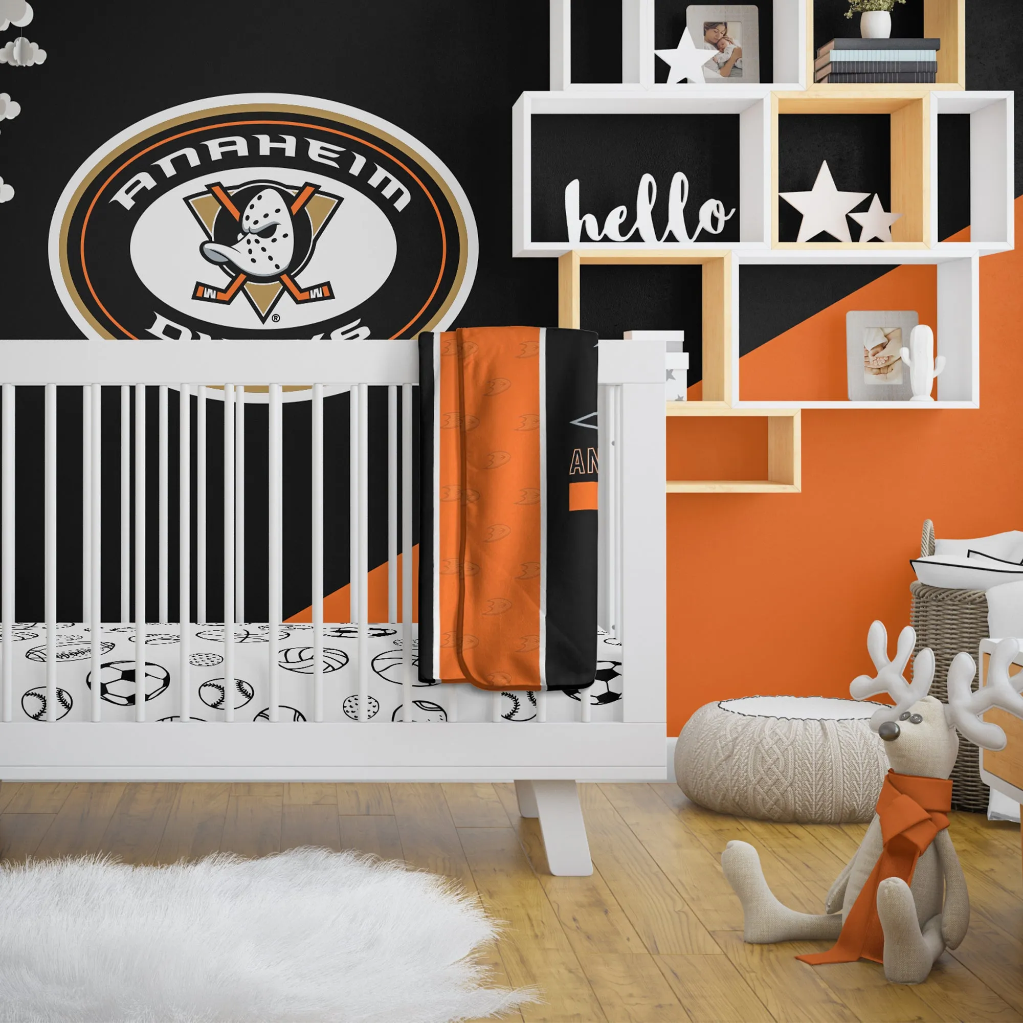 Personalized Anaheim Ducks Icon Baby Pixel Fleece Blanket