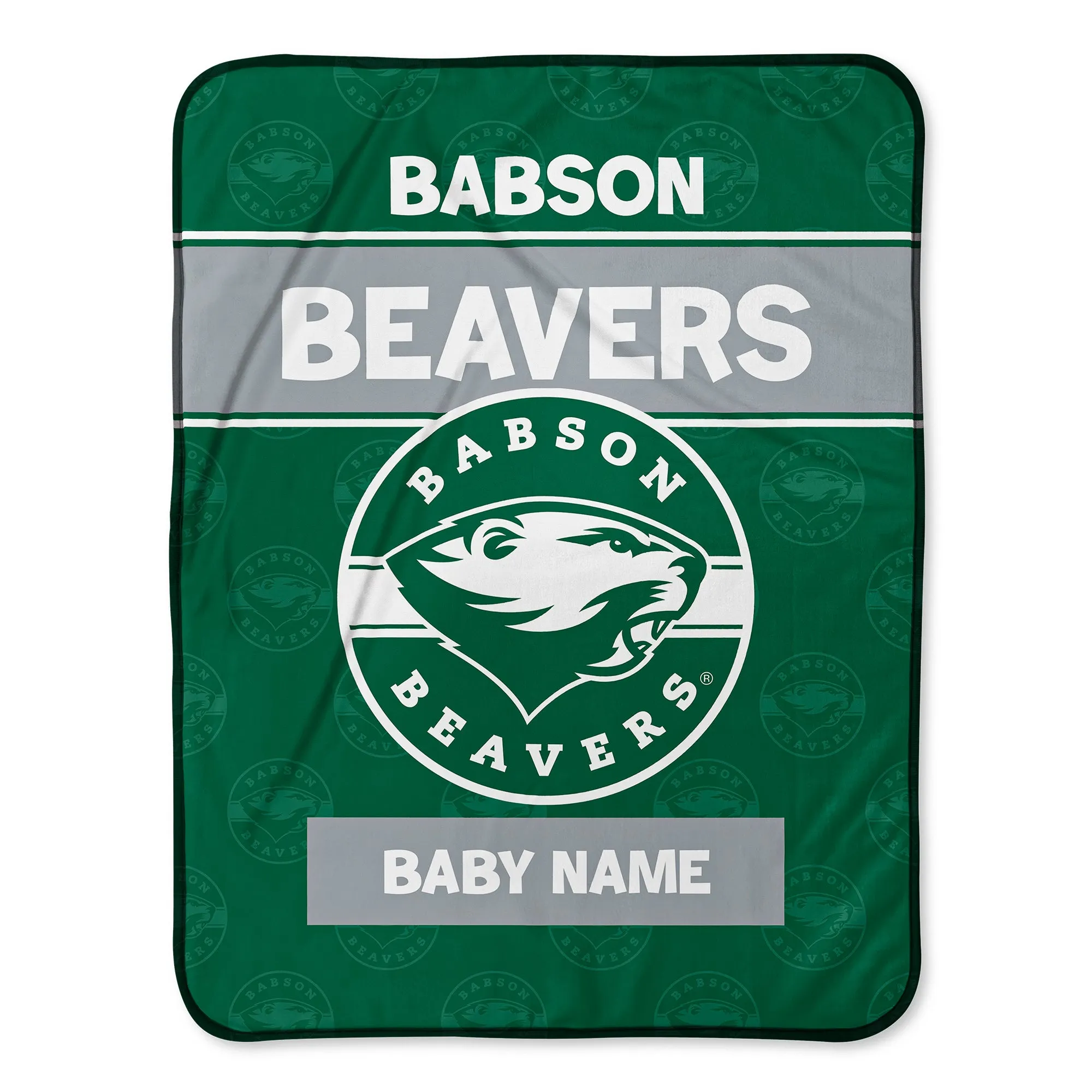 Personalized Babson Beavers Emblem Baby Pixel Fleece Blanket