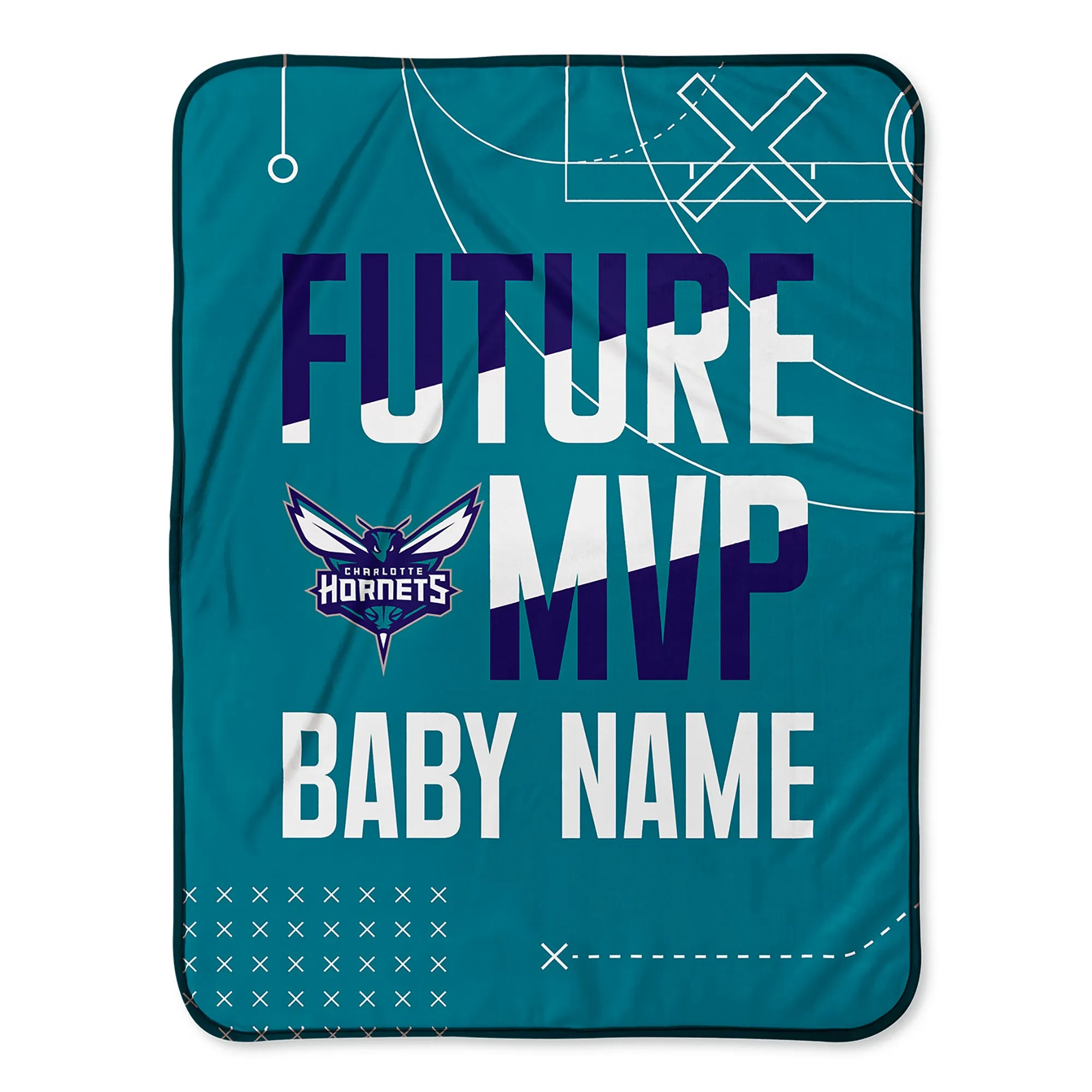 Personalized Charlotte Hornets MVP Baby Pixel Fleece Blanket