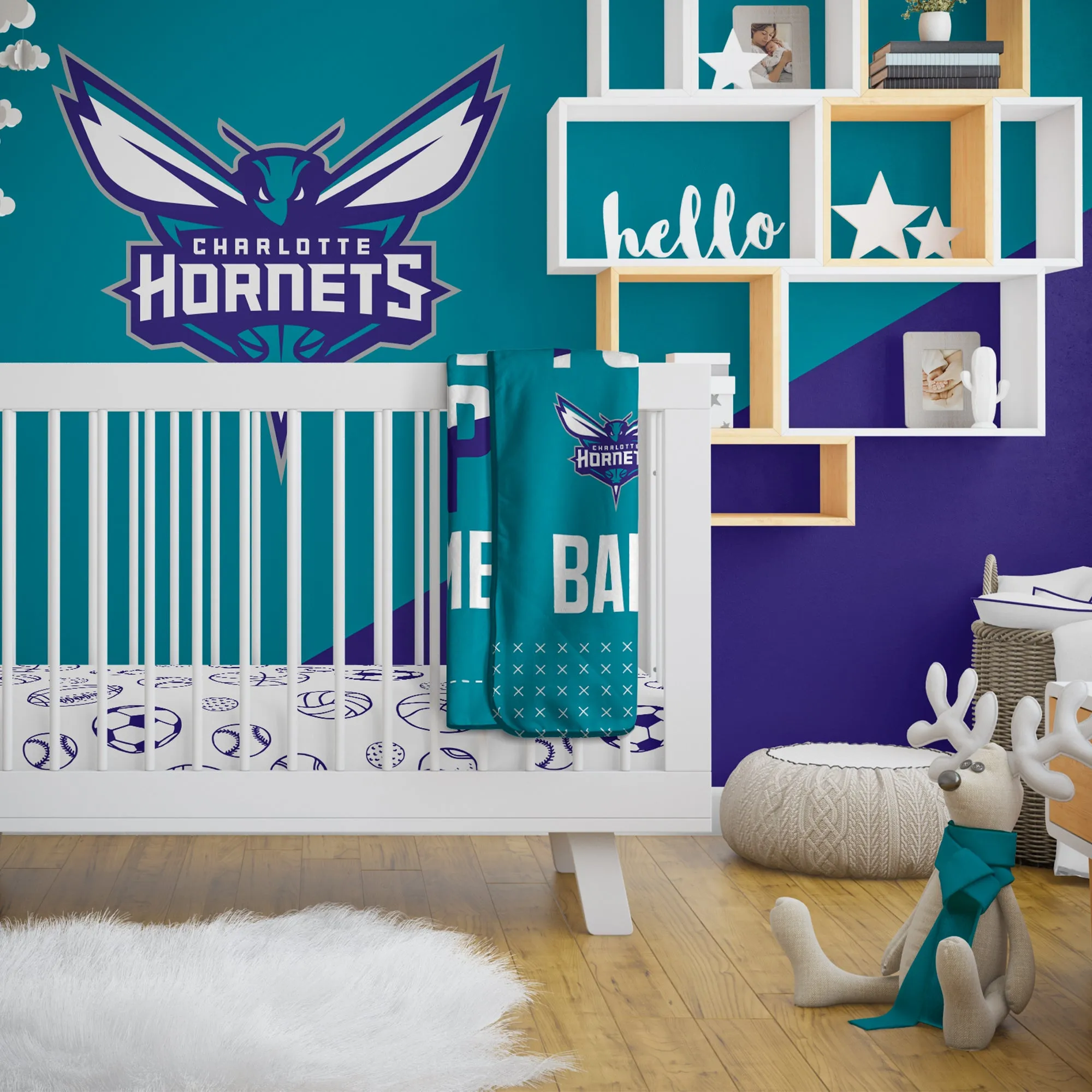 Personalized Charlotte Hornets MVP Baby Pixel Fleece Blanket