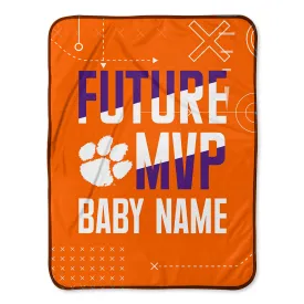 Personalized Clemson Tigers MVP Baby Pixel Fleece Blanket