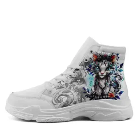 Personalized High-Top Sneakers, Custom Lion and Dragon Design Shoes, Glow at Night Shoes