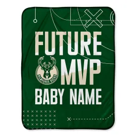 Personalized Milwaukee Bucks MVP Baby Pixel Fleece Blanket