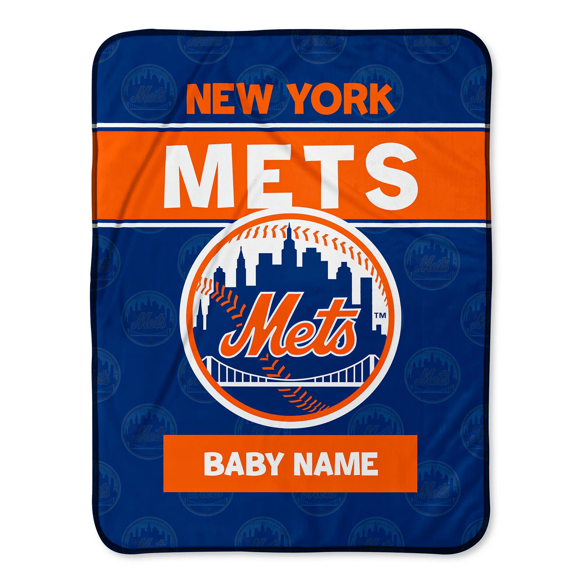 Personalized New York Mets Emblem Baby Pixel Fleece Blanket