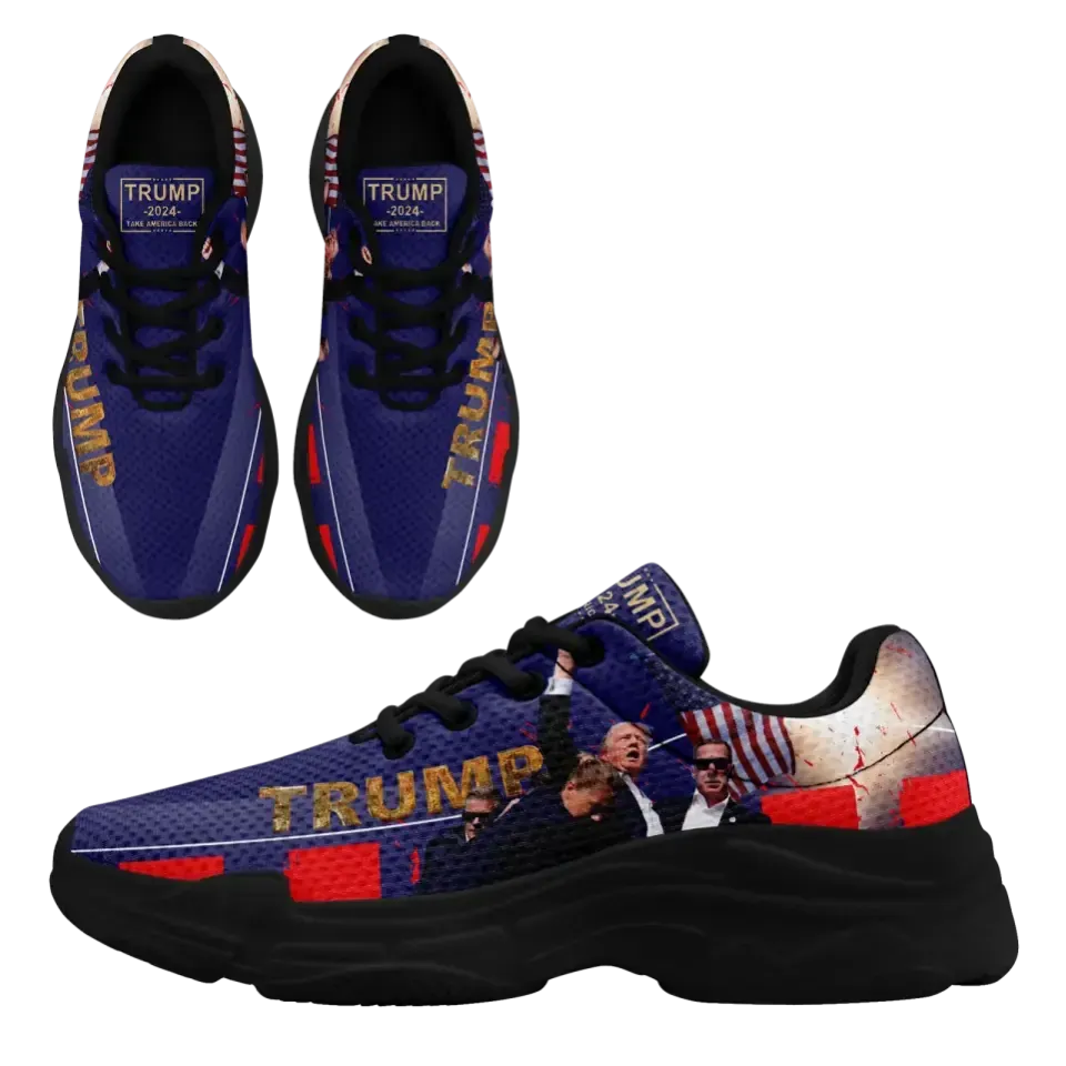 Personalized Trump Sneakers, Custom MAGA  Shoes, Lightweight Chunky Shoes, Best Gift for Trump support