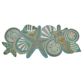 Ringo Starfish Beaded Table Runner in Teal & Gold