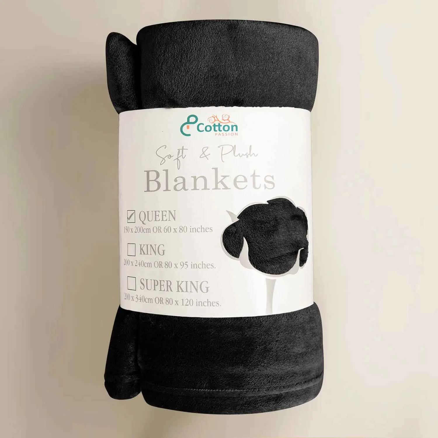 Supersoft 310 gsm Snuggly AC Fleece Blanket Black