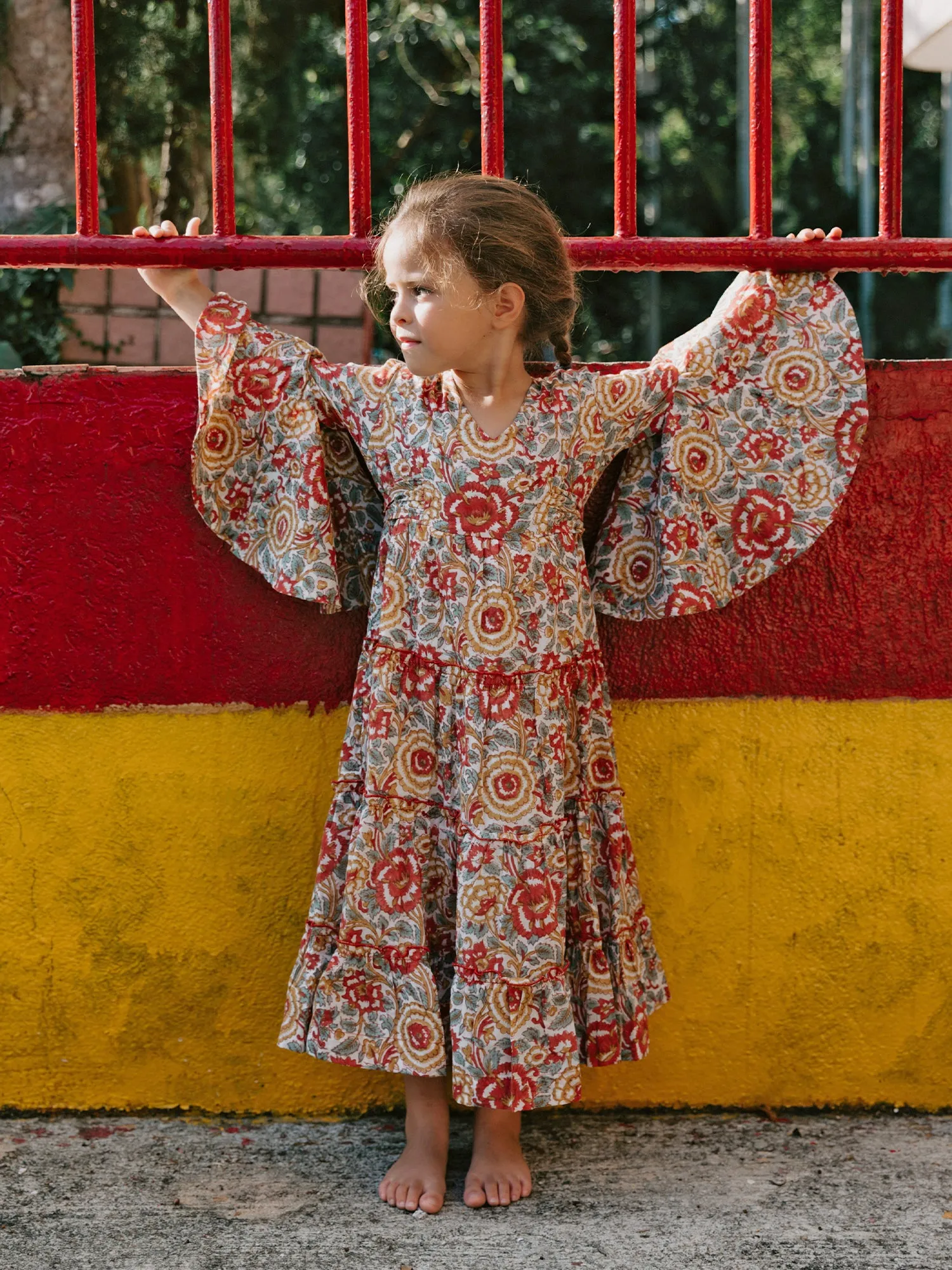 Twinning Set - Block Printed Dress - Lucky Red Floral